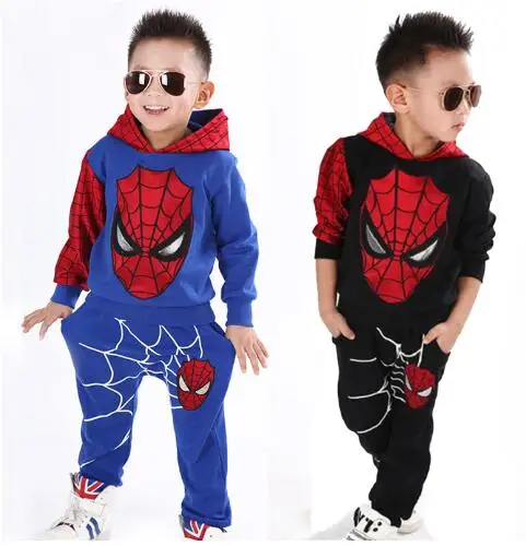 Комплект одежды для маленьких мальчиков с человеком-пауком Спортивный костюм