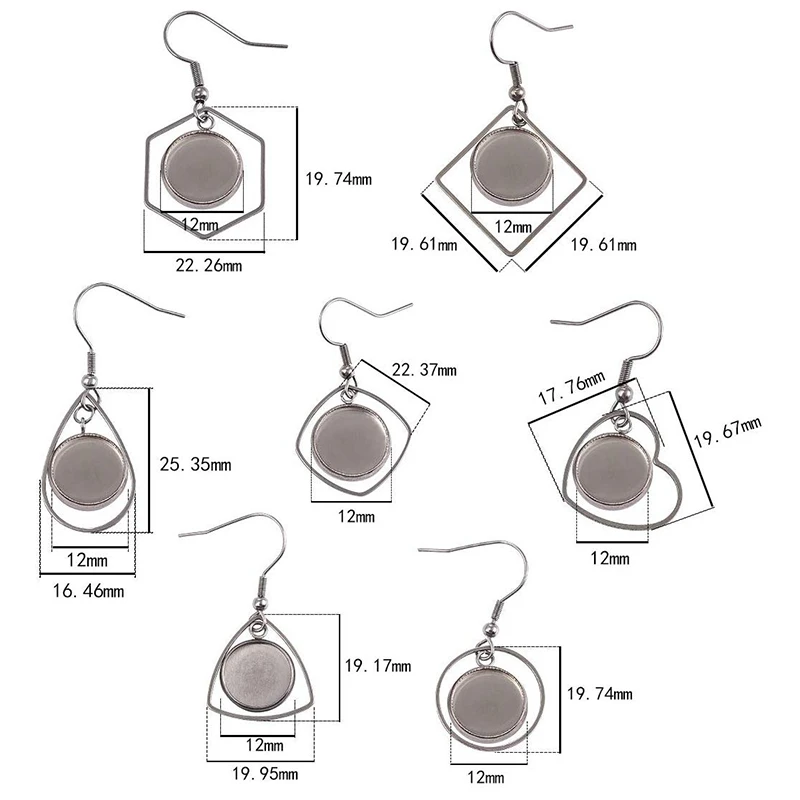 Earring Tray with Glass Dome Set-Line Hook Earrings Blank Frame Round and Transparent Cams for DIY Craftsmanshi | Украшения и