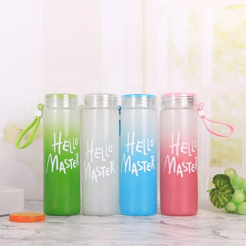 

Colorful glass portable frosted water cup, school cute student water cup, girls go to work portable frosted water cup wholesale