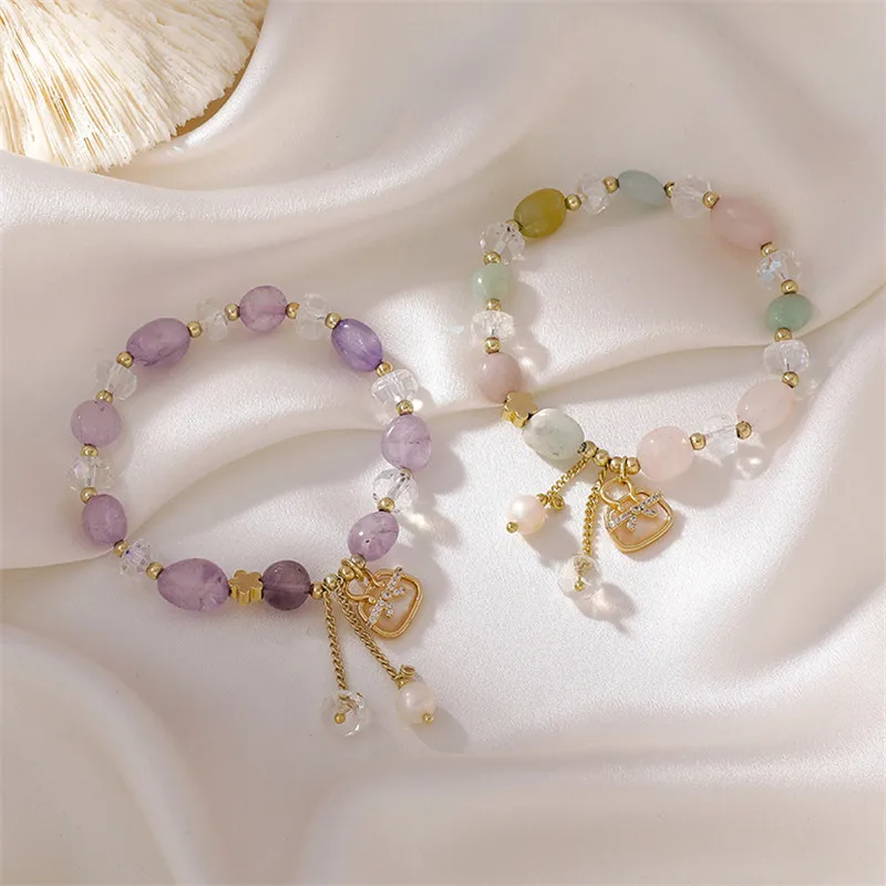 

Женские браслеты с подвесками, из натурального хрусталя, в Корейском стиле, 2021