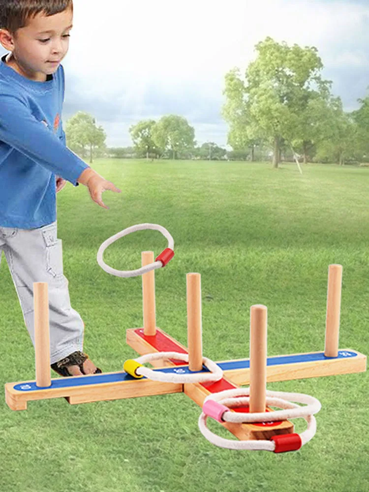 

Ring Tossing Game Wooden Tossing Ring Game Toy Set Gift For Kids Outdoor Educational Parent-child Interactive Fun Toys