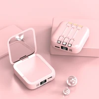 20000mah mini power bank with makeup mirror built in cable powerbank external battery for iphone 12 samsung xiaomi mi poverbank