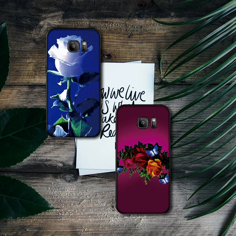 Роскошный черный чехол для Samsung Galaxy S6 S7 край S8 S9 S10 PLUS NOTE 8 9 M10 20 30 крышка Роза цвета: