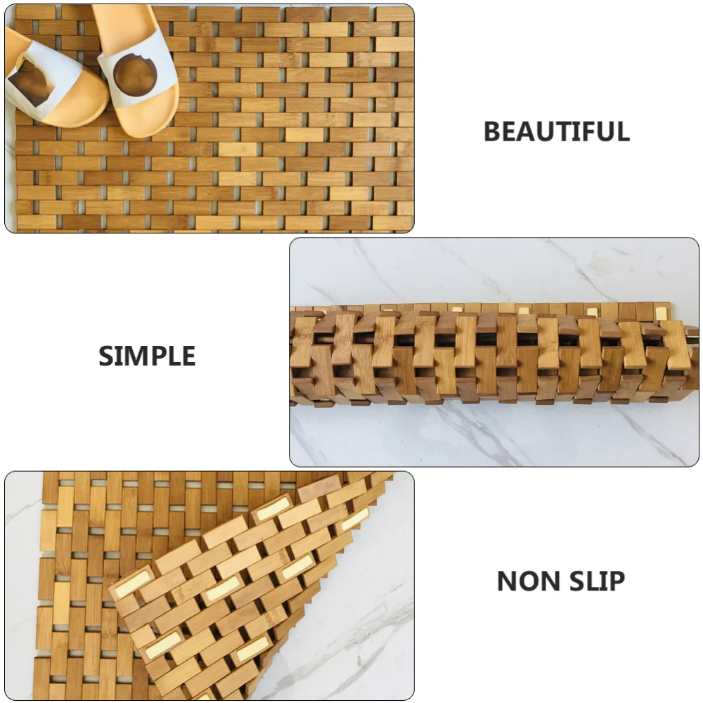 

1pc Bamboo Entrance Floor Pad Non-Skid Indoor Bathroom Entryway Floor Mat
