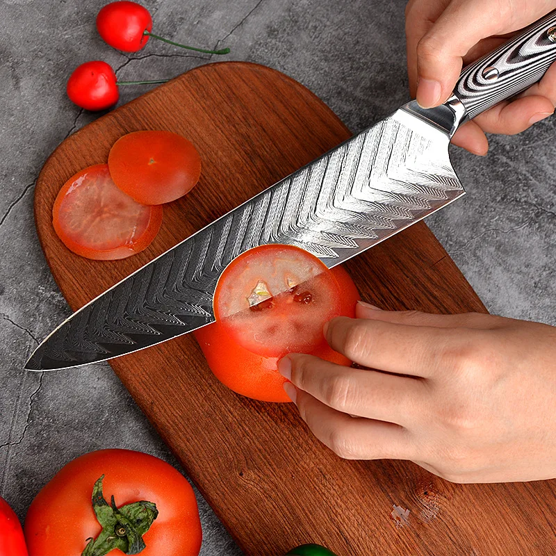 Дамасский кухонный нож 8 дюймов резец для овощей и мяса VG10 острый шеф-повара 67