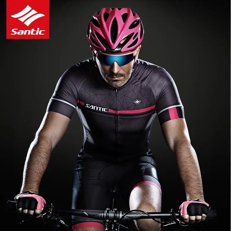Мужская велосипедная майка Santic с коротким рукавом Pro Fit дышащая быстросохнущая