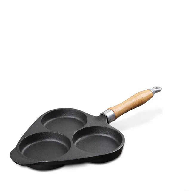 Non-stick pan cast iron omelette three-hole egg hamburger uncoated 2kg parcel mail c | Дом и сад