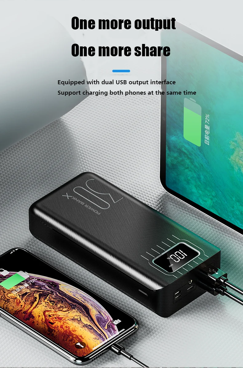 Внешний аккумулятор с 3 USB-портами и светодиодной подсветкой 18650 мАч | Мобильные