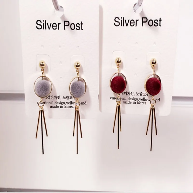 Серьги с кисточками Длинные узоры бархатные геометрические серьги шариками