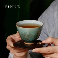 pinny 85ml glaze green ceramic master cup chinese kung fu teacups pigmented retro tea bowl drinkware