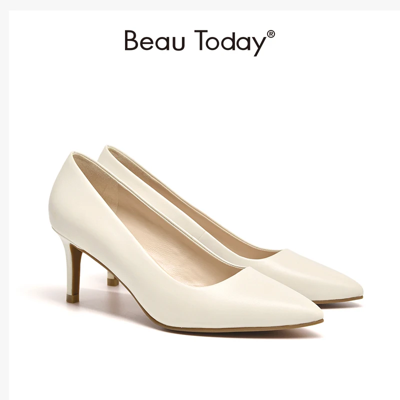 

Женские туфли-лодочки из натуральной телячьей кожи открытые туфли-лодочки с острым носком на высоком каблуке; Обувь для работы женское платье; Изготовленная вручную обувь BeauToday 15615