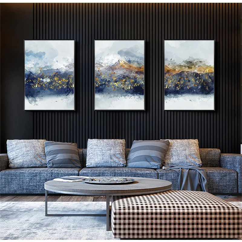 Абстрактная Золотая фольга картина на горном холсте модные печатные плакаты