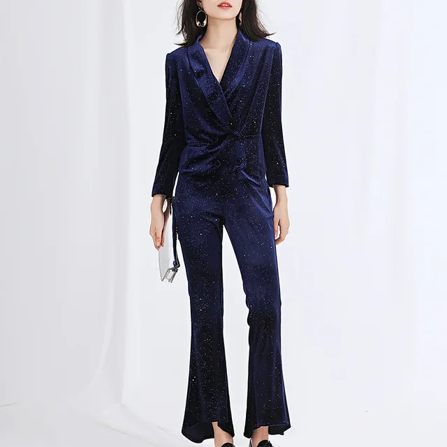 Бархатный костюм брючный Donna Karan