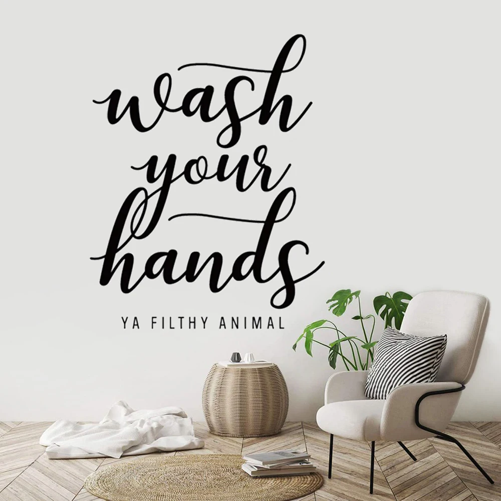 

Wash Your Hands You Filthy Animal Quotes Wall Sticker Vinyl Canvas Poster Print Funny Bathroom Painting Home Decor Decals HJ0477