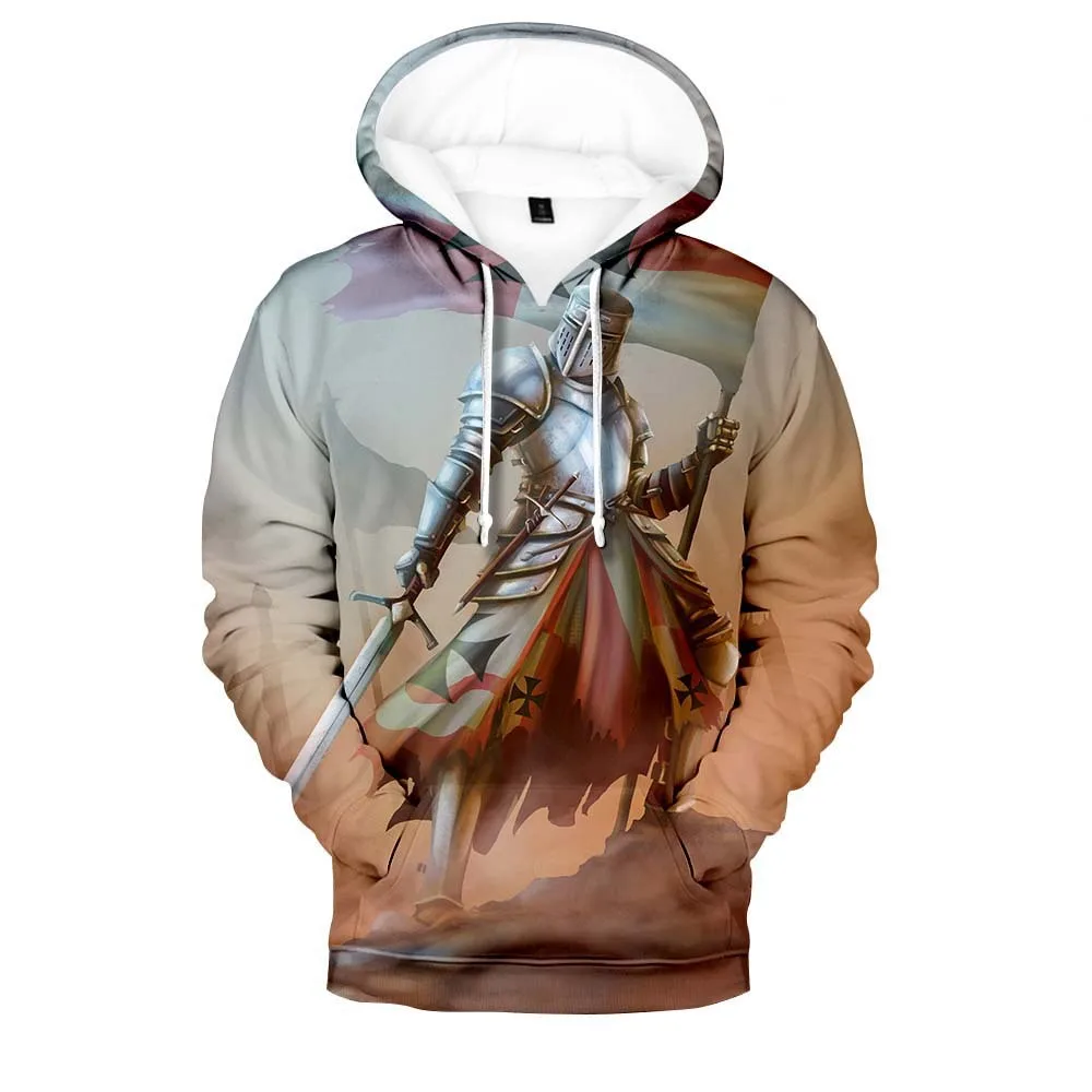 

Мужской свитер Новинка весна-осень 2021 просторный и тонкий свитер с капюшоном серии Рыцари 3D печать Модный повседневный Универсальный