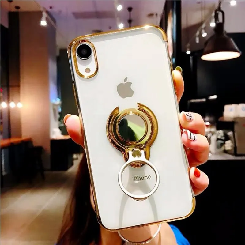 Чехол для iphone 11 Pro XS MAX XR iphone X 10 магнитный держатель прозрачный мягкий кремний чехол для iphone 6s 6 s 7 8 plus чехол для телефона - Цвет: gold