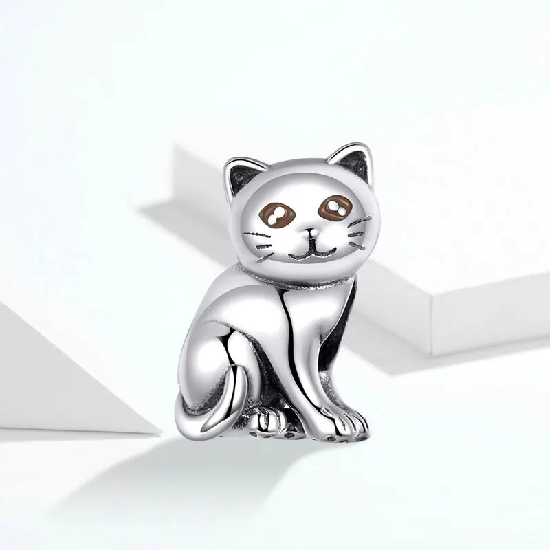 MOWIMO реальные 925 пробы серебро Kitty бусина "Кошка" подходит Браслеты, соответственные Европейской Пандоре обаятельные Серебро 925 Pandent Цепочки и ожерелья ювелирных изделий BKC1305