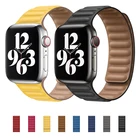 Кожаный ремешок для Apple watch 44 мм, 40 мм, 38 мм, 42 мм, ремешок для часов, оригинальный магнитный браслет для iWatch seires 4, 3, 5, 6, SE