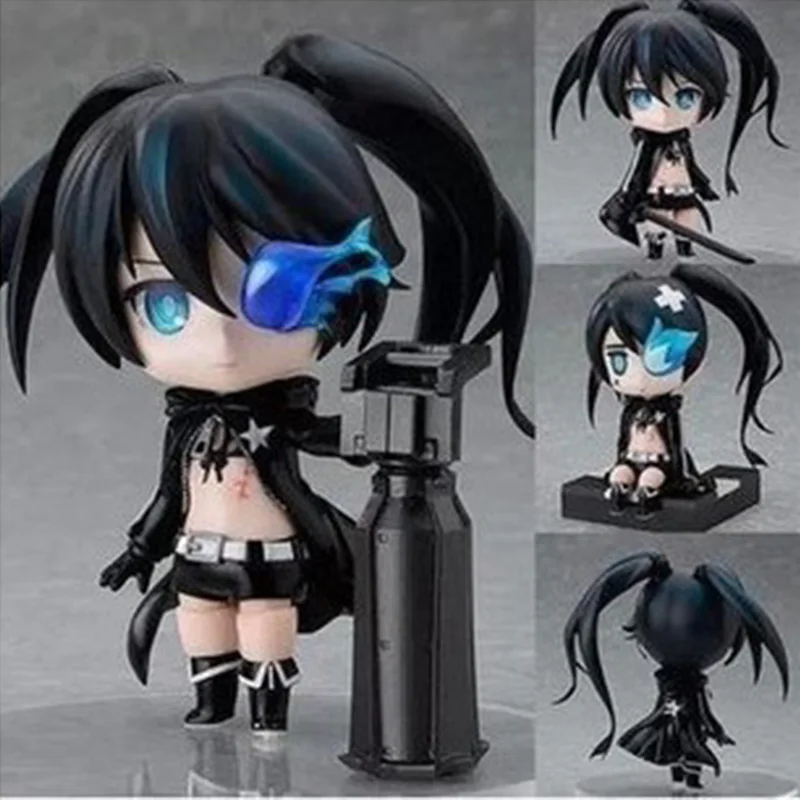 

New 10CM Black Rock Shooter 106 Black Rock Q Version Clay Can Change Face PVC Action Figure Collectible Model Doll Toys Gift