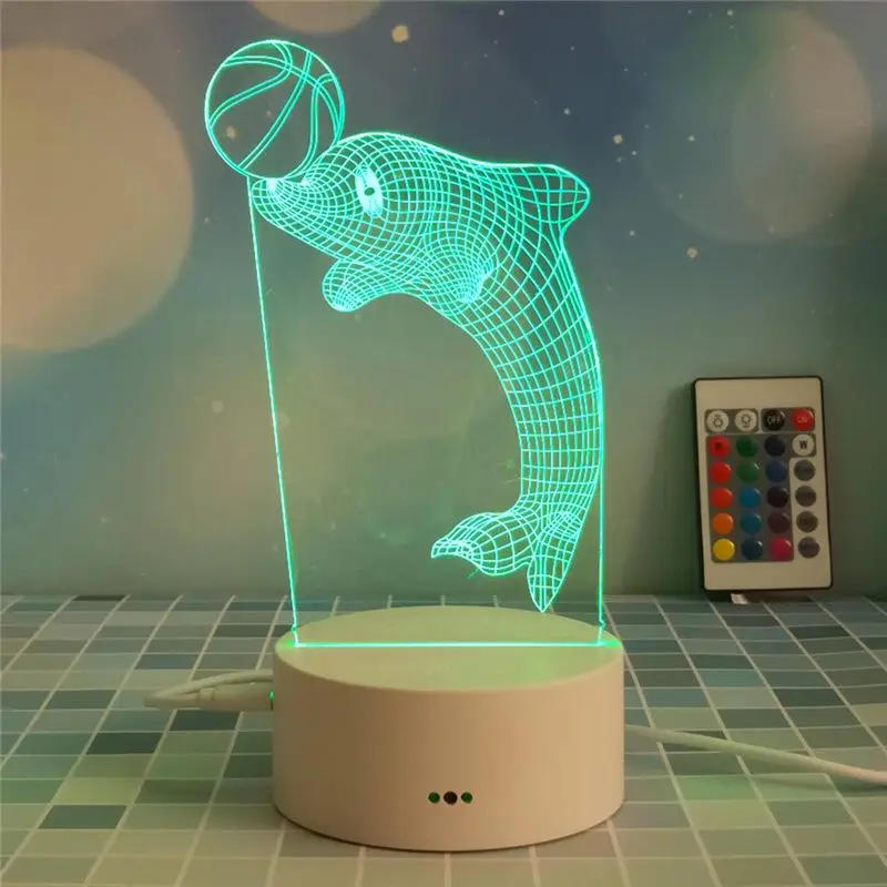 Белые настольные лампы с сенсорным выключателем, прекрасные 7 цветов, 3d лампы, рождественские украшения, подарок для детской комнаты - Цвет абажура: 7 color change