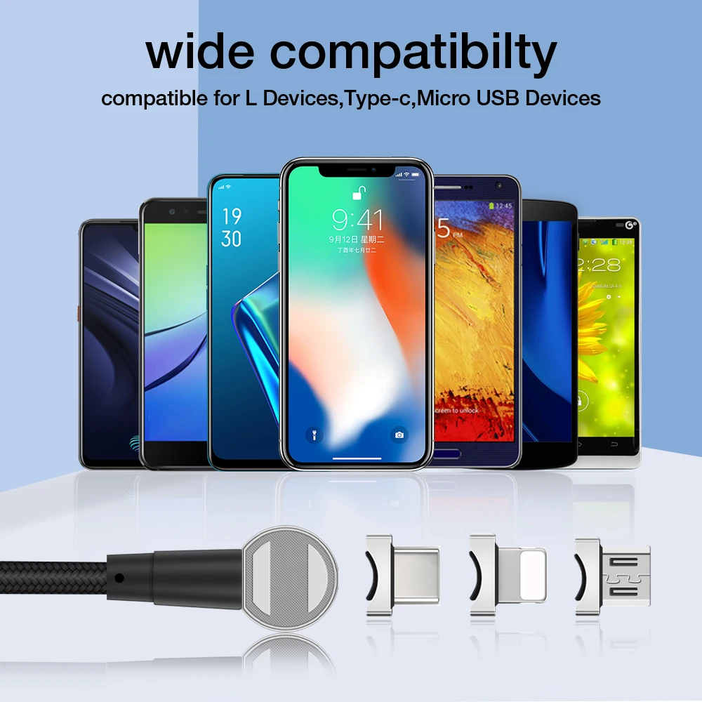 1 2 м супер сильный магнитный 3 в адаптер зарядный кабель Type C Micro USB для Iphone Android