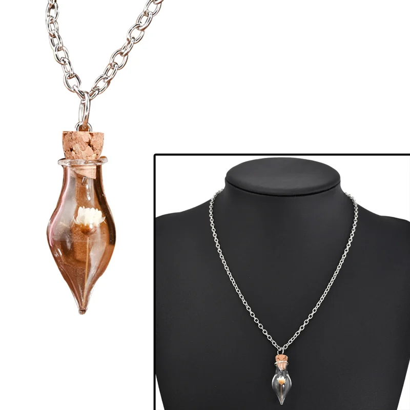 Hot Fashion Dry Flower Inside Lucky Glass Bottle Wishing Pendant Necklace Jars Cork Vial DIY Pendants Gift | Дом и сад