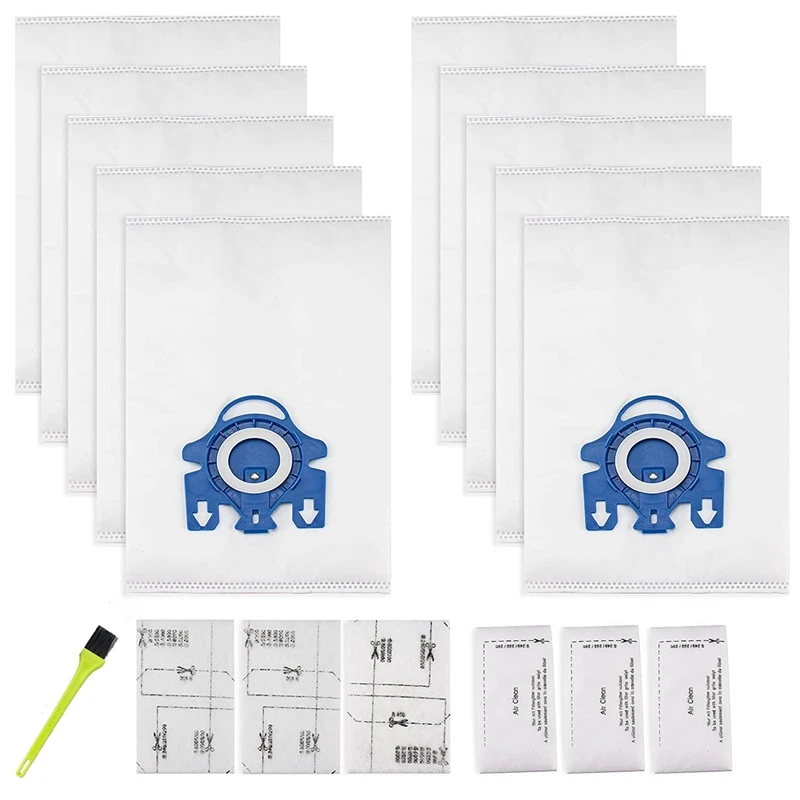 

10 Packs 3D Airclean Bags Replacement for Miele GN Vacuum Bag with 3 Motor Protection Filters, 3 AirClean Filters