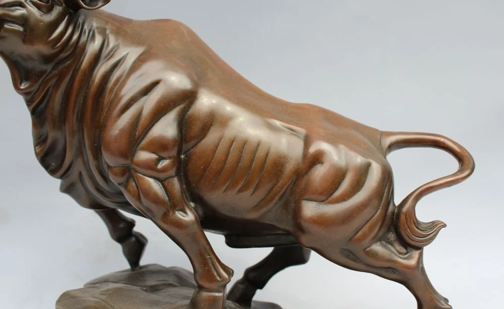 Китайское искусство медная бронзовая скульптура животное быка коровы статуэтка