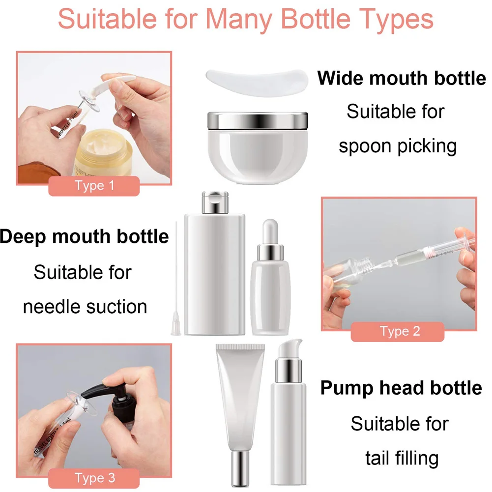 

Needle Tube Bottle Portable PETG Needle Tube Vacuum Travel Container Sample Bottles Set for Foundation Cream Lotion Moisturizer