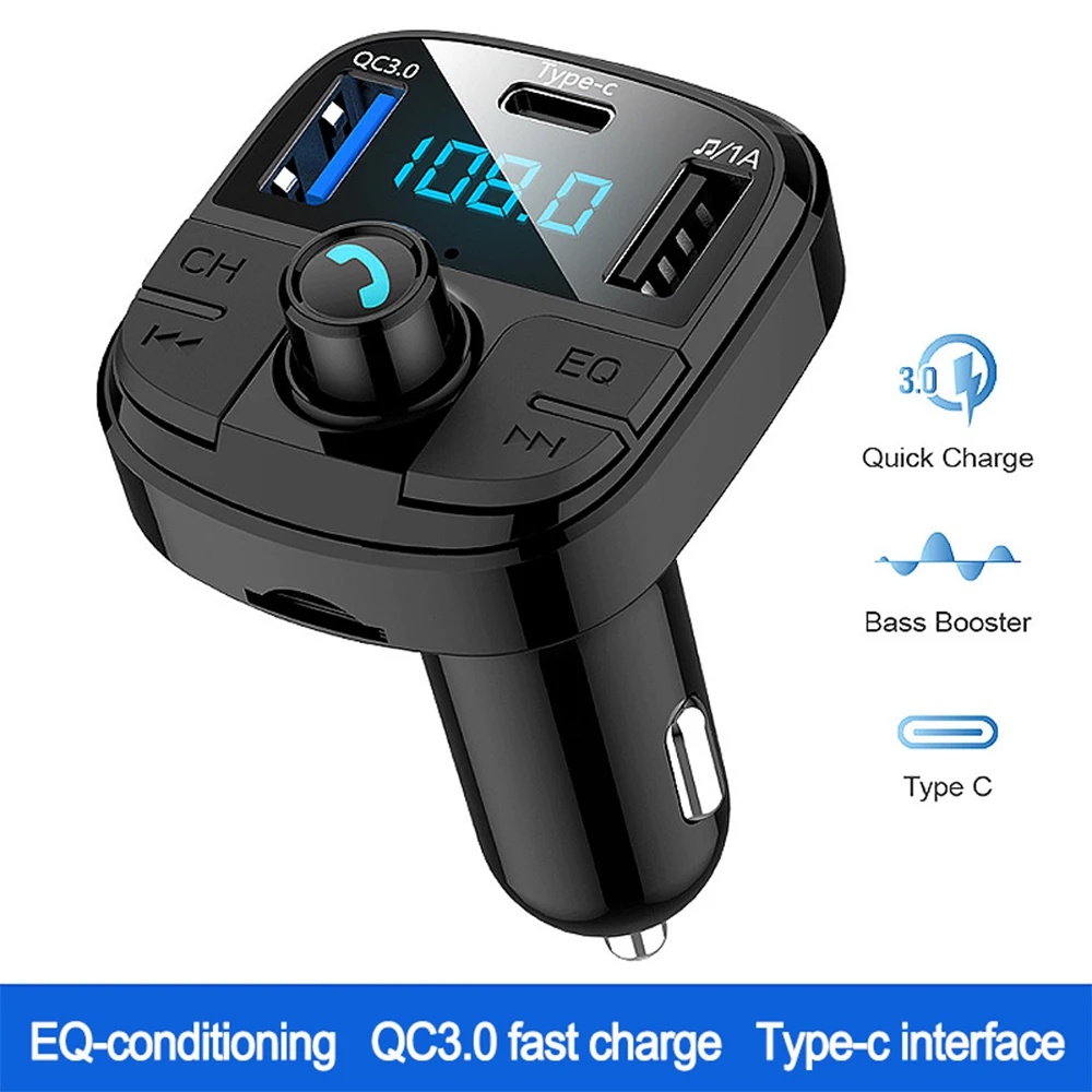 Fm-передатчик MP3 Bluetooth 5,0 Автомобильный плеер двойной USB QC3.0 тип-c Handsfree держатель телефона автомобильный модулятор fm-радио адаптер зарядное устройство