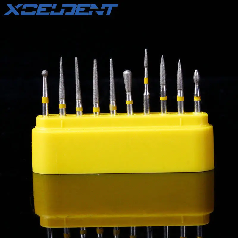 10pcs/Set Dental Diamond Burs for Teeth Porcelain Ceramics Composite Polishing Lab Material
