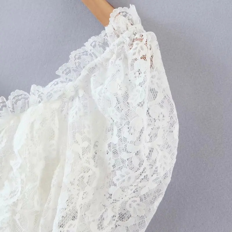 

Lace Shirt Tops Women Long Sleeve O-neck Blouse Shirt Lace Up Vintage Casual Chic Korean Crop Top Women Sexy Shirt