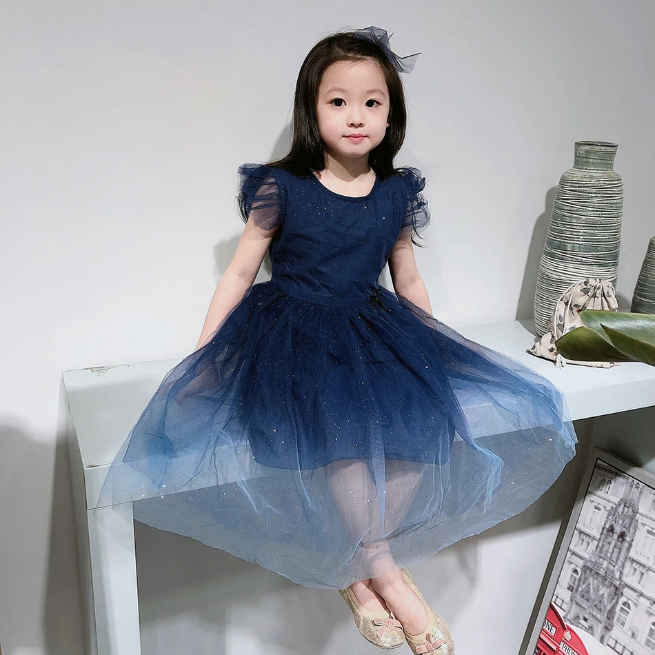 

Sequins Star Dress for Girl Kids summer dress for girls Tulle Sleeveless Children Pageant Vestido Birthday Party Dress ZL