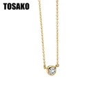 Женское Ожерелье TOSAKO, тонкая цепочка золотого цвета с круглым цирконием, для свадьбы, помолвки