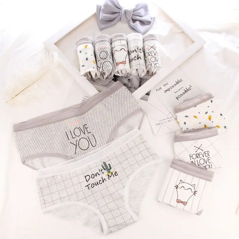 X милое нижнее белье с кошками в Вертикальную Полоску женские хлопковые штаны