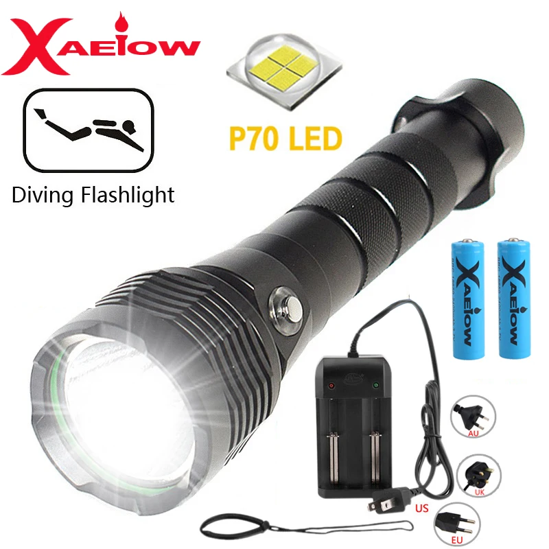 8400 люмен XHP70 светодиодный 30 Вт фонарик для дайвинга белый супер яркий 100 м подводный фонарь для дайвинга 18650/26650