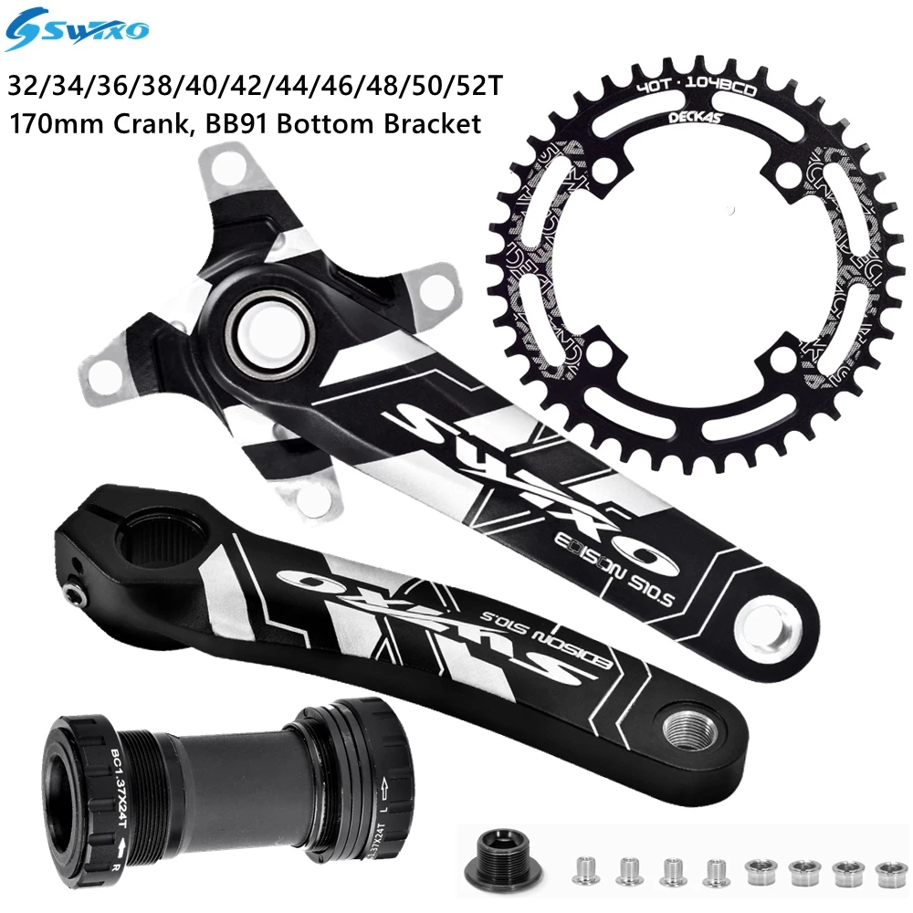 SWTXO Велосипедные шатунные рукава набор 170 мм 104 BCD горный велосипедный каретка с переключателем и звездочкой для Shimano FSA Giant on.