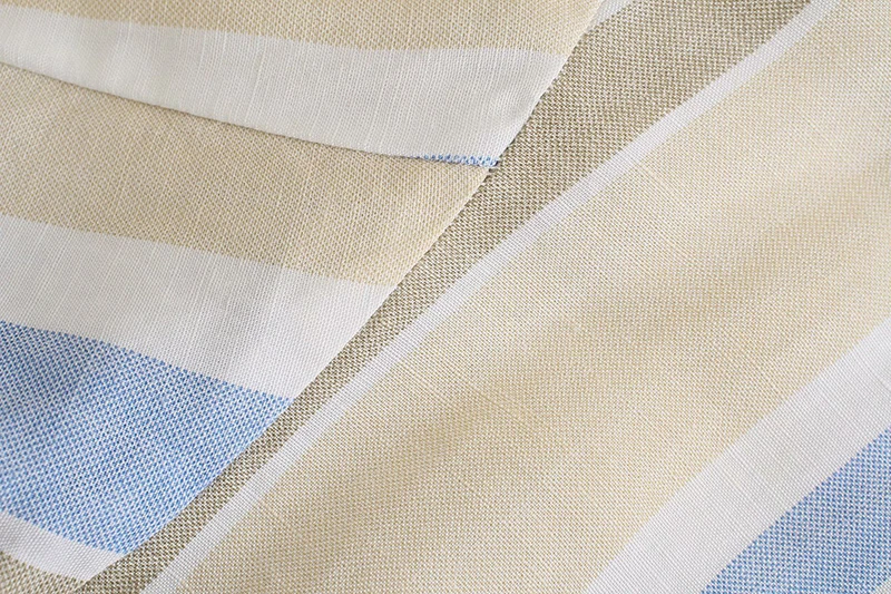 

KBAT 2021 Women Jacket Blue Striped Jacket Woman Long Sleeve Open Summer Jacket Pockets Button Cropped Jackets Outerwear