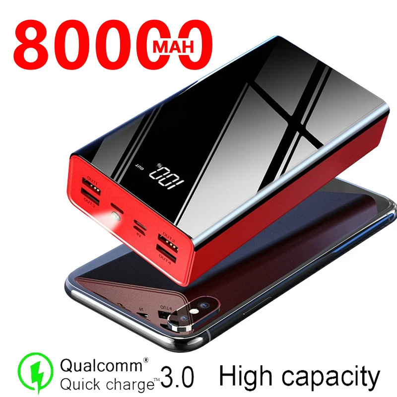 80000mAh внешний аккумулятор большой емкости LCD Внешний для Samsung Xiaomi Iphone USB