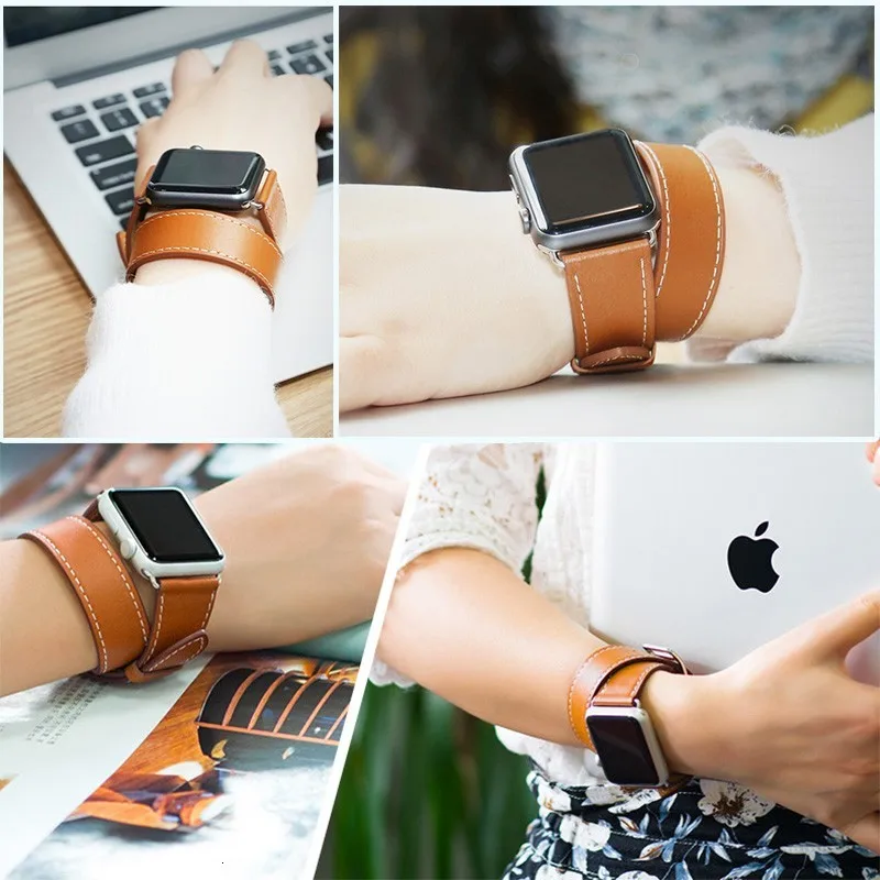 Натуральная кожа ремешок Double Tour кожаный браслет 40-44 мм, ремешок для Apple Watch, 42 мм, версия 5 4 3 2 1 38 мм; спортивная обувь; женская
