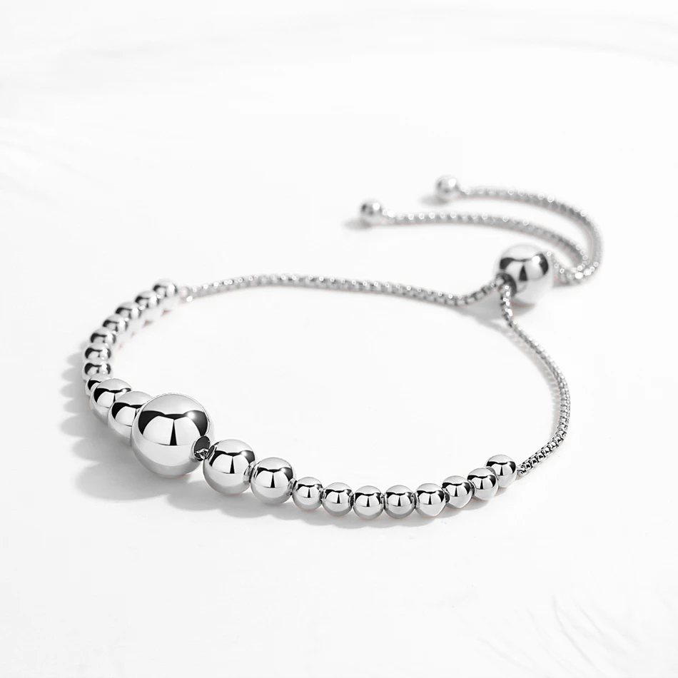 Женский браслет из стерлингового серебра 925 пробы с цепочкой бисера Теннисный