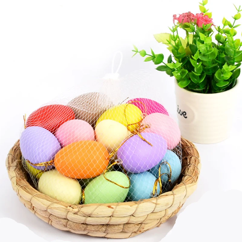 

Foam Easter Eggs Wooden Tray Container Happy Easter Decorations Painting Eggs DIY Craft Kids Gift Favor Home Decor Easter Party