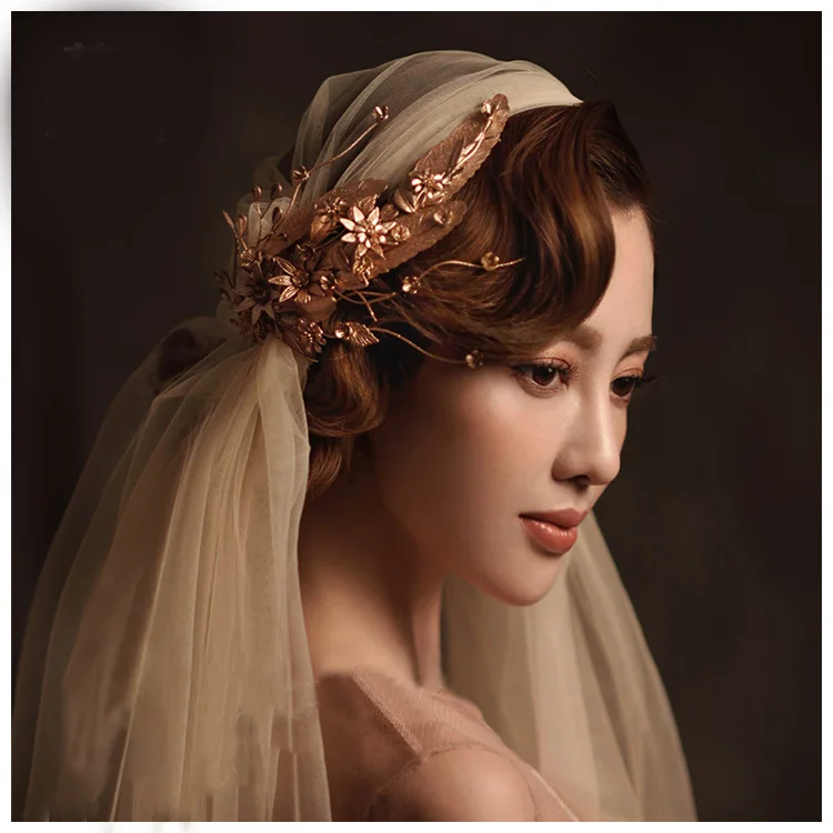 Золотой ручной работы женский головной убор свадебный тиара для волос с зажимом