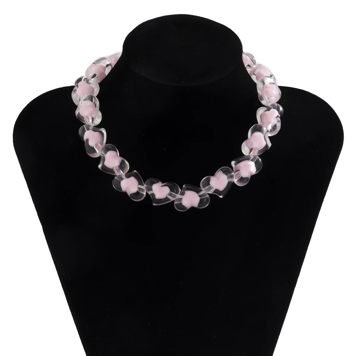 

Fashion Kpop Acrylic Heart Thick Chain Necklace Punk Classic Pink Choker Female Necklace for Women Girlfriend Collar Jewelry
