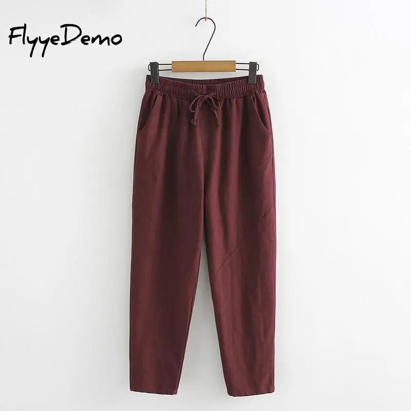 5 Цвета женские брюки для девочек новые хлопковые льняные осенние штаны детей