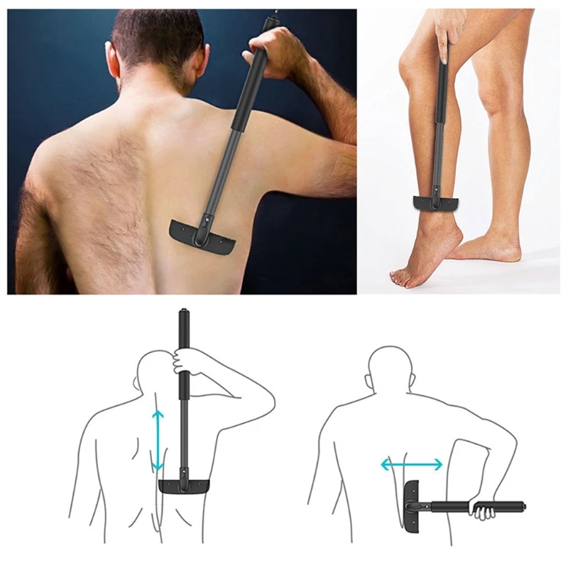 

Y98B Men Back Shaver Adjustable Stretchable Hair Trimmer Leg Razor Long Handle Tool