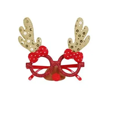 large gold antlers Рождественские украшения для взрослых и детей, праздничные игрушки Санта снеговик, рога, очки, праздничное украшение - Цвет: large gold antlers