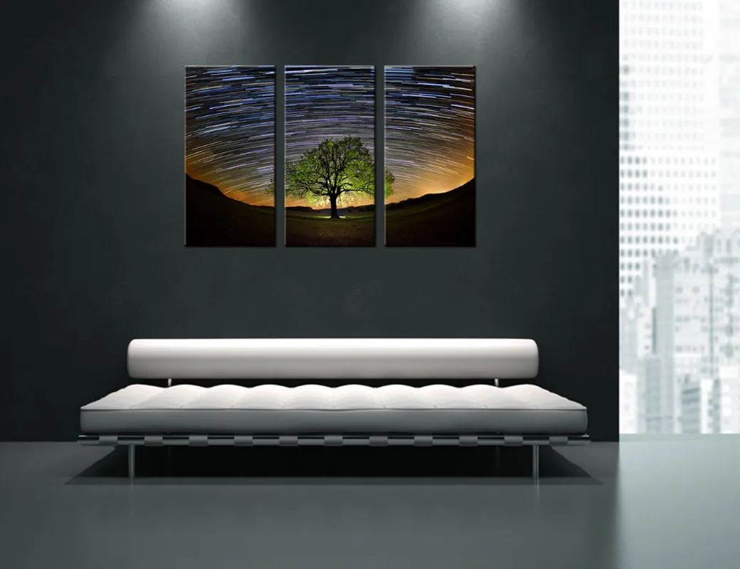 

3 Pieces Canvas Posters and Prints Bedroom The Tree Under Starry Sky Print Home Decor Poster HD Painting for Room Decoration