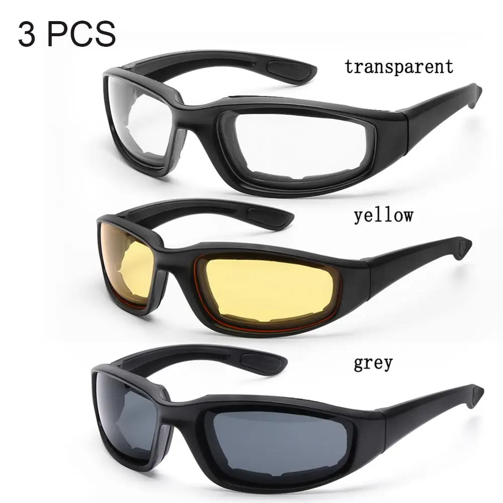 

3Pcs Set Motorcycle Riding Glasses Sunglasses Cycling Eyewear Outdoor Sports Bike Goggles PC Windproof Glasses
