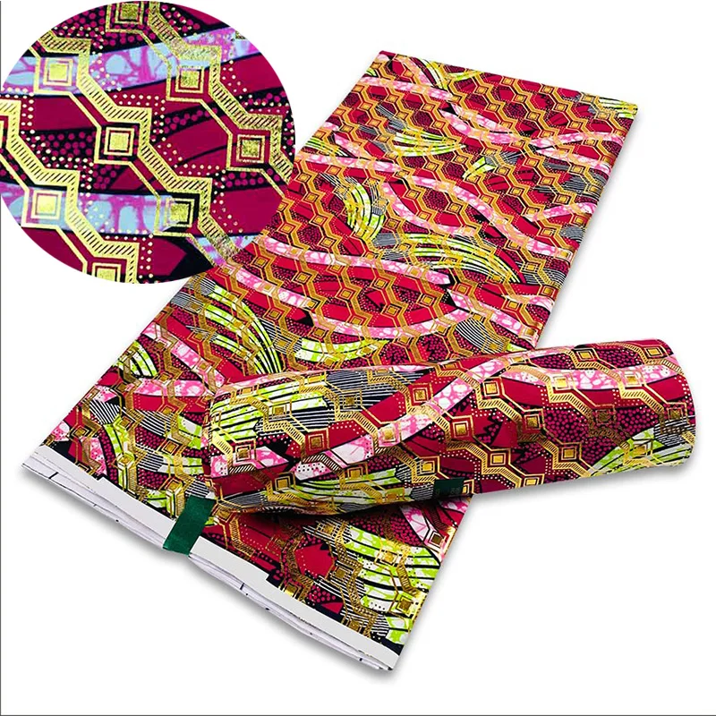 Новая африканская мода с золотым принтом энакра 100% хлопок Африканский стиль